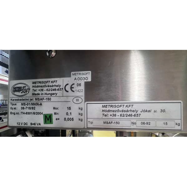 METRISOFT MS-01/MKN-A Függőmérleg METRISOFT MS-01/MKN-A Függőmérleg