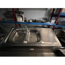 Einbau- oder Wandspüle mit 2 Becken + Abtropffläche