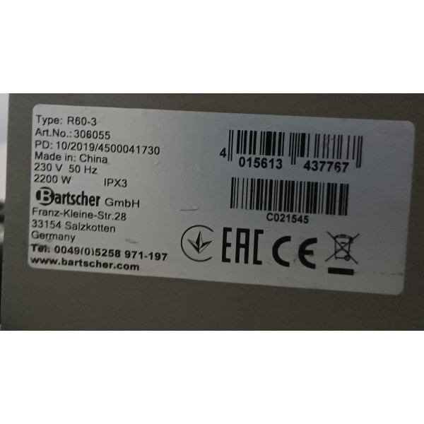 Bartscher  R60-3, asztali melegentartó