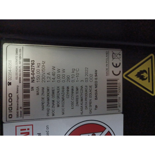 Igloo Basia Neo 0.94 W (Plug In) csemegepult, csemegehűtő