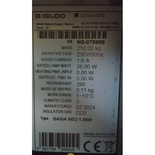 Prezentačný kus. Igloo Basia Neo 1,56 W (zásuvný) pult s delikatesami, chladiaci box na delikatesy Prezentačný kus. Igloo Basia Neo 1,56 W (zásuvný) pult s delikatesami, chladiaci box na delikatesy