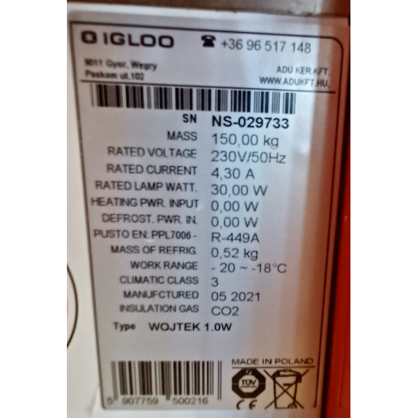Igloo Wojtek 1.0 W - fagyipult, fagyis pult, fagylaltos pult, fagylalt pult - max 8 tégely Igloo Wojtek 1.0 W - fagyipult, fagyis pult, fagylaltos pult, fagylalt pult - max 8 tégely