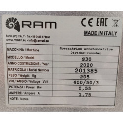 RAM S30-as tészta osztó, zsömle gömbölyítő gép, új