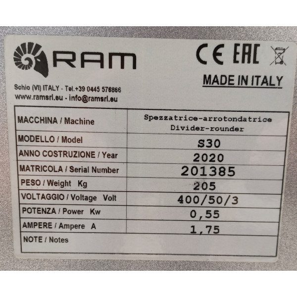 RAM S30-as tészta osztó, zsömle gömbölyítő gép, új RAM S30-as tészta osztó, zsömle gömbölyítő gép, új