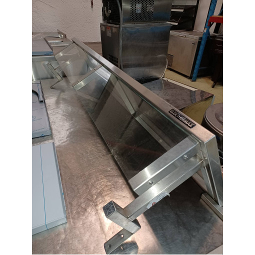 Stainless steel shelf with glass front 140x40cm