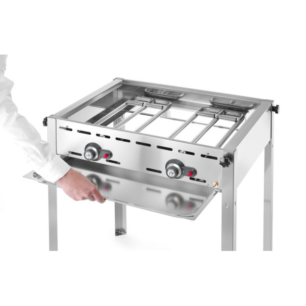 Green Fire 2 égőfejjel, HENDI, Profi Line, 2 Rozsdamentes acél GN 1/1 grillsütő rács, 11,6kW, 740x612x(H)825mm 149621