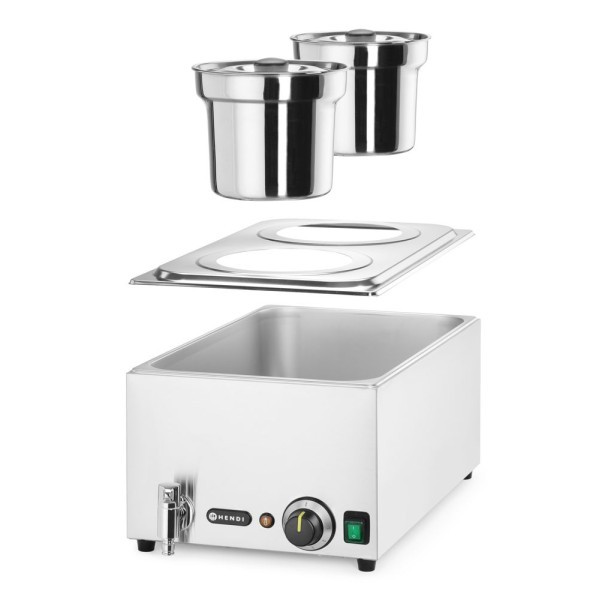 Ranger bain-marie készlet 2×4 literes tartállyal és fedéllel, HENDI, 8L, 220-240V/1000W, 604x332x(H)315mm 201473