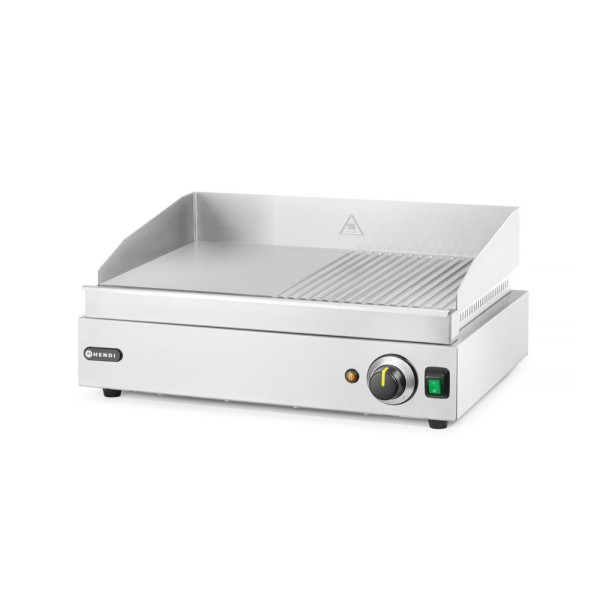 Szeletsütő lap, HENDI, Profi Line, 1/2 sima, 1/2 bordázott, 230V/2400W, 527x404x(H)233mm 203156