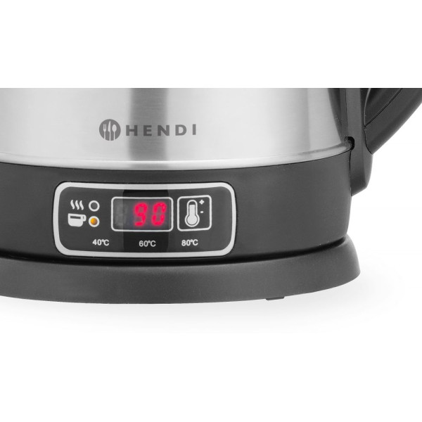 Elektromos vízforraló vezeték nélkül, hőmérséklet-szabályozással, HENDI, 1,8L, 230V/1800W, 230x165x(H)255mm 209943