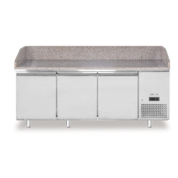 Pizza hűtőasztal gránit munkafelülettel, 3 ajtós, Arktic, 375L, Gránit, 230V/400W, 2010x800x(H)875mm 220252