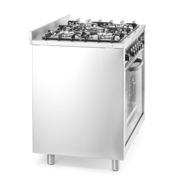 Gáztűzhely - 5 égőfej elektromos sütővel, HENDI, Kitchen Line, Ezüst, 230V/2900W, 14,3kW, 900x653x(H)900mm 225707