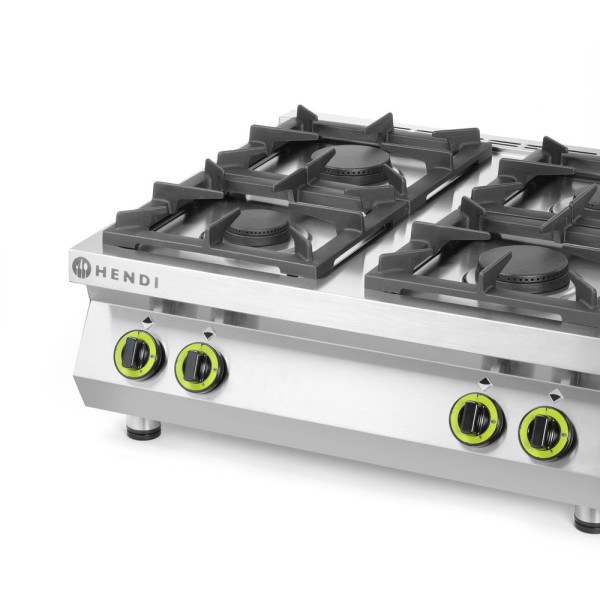 Gáztűzhely 4 égőfejes konyhai termékcsalád – asztallap, HENDI, Kitchen Termékcsalád, 19kW, 800x700x(H)310mm 227381