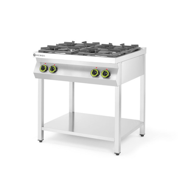 Gáztűzhely konyhai vezeték 4 égőfejes nyitott állvány, HENDI, Kitchen Termékcsalád, 19kW, 800x700x(H)900mm 227589