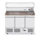 Háromajtós pizza munkaasztal hűtővitrinnel 380+40L, Arktic, 254L, 230V/400W, 1400x700x(H)1491mm 232033