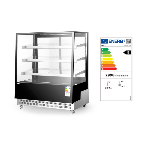 Bemutató vitrin 3 döntött polccal, Arktic, 650L, Fekete, 230V/490W, 1200x833x(H)1460mm 233320