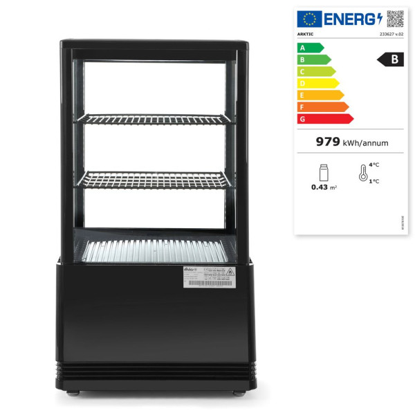 Bemutató vitrin 58L, Arktic, fekete, 230V/170W, 452x406x(H)830mm 233627