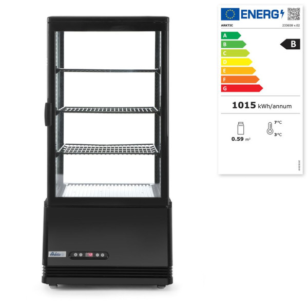 Bemutató vitrin 78L, Arktic, fekete, 230V/170W, 444x397x(H)940mm 233658