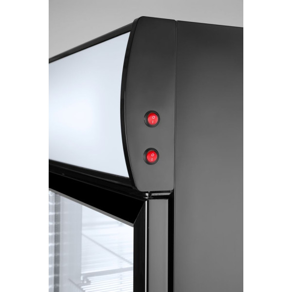 Hátulról megvilágított panellel rendelkező hűtőszekrény, egyajtós, Arktic, 254L, Fekete, 220-240V/250W, 578x605x(H)1980mm 233788