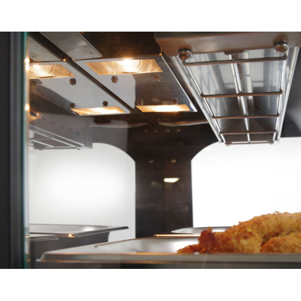 Kvarc fűtéses pultra helyezhető melegentartó vitrin két szintes, HENDI, 230V/560W, 650x485x(H)630mm 233962