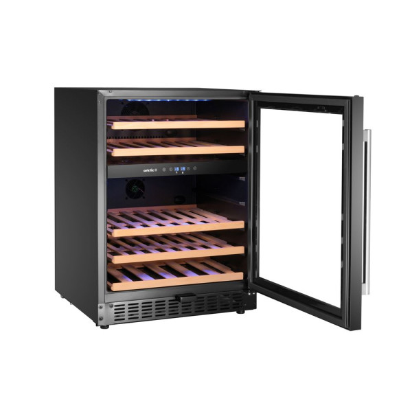 Borhűtő, 2 zónás, 46 palack, Arktic, Fekete, 570x595x(H)820mm 237106