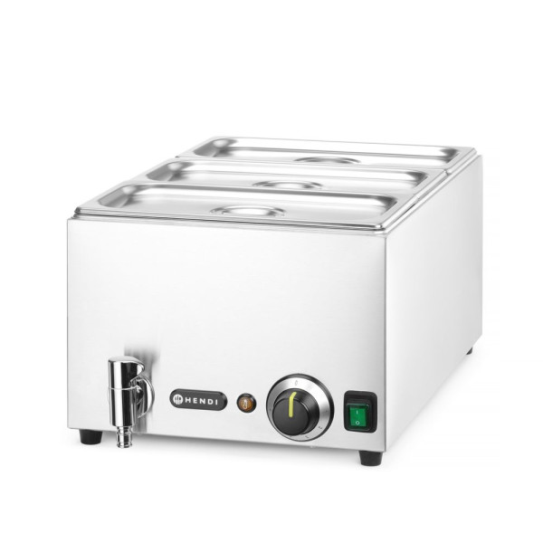 Bain-marie vízfürdős melegentartó leeresztő csappal Ranger, HENDI, GN 1/1, 230V/1000W, 605x332x(H)242mm 238868