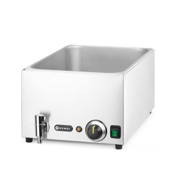Bain-marie vízfürdős melegentartó leeresztő csappal Ranger, HENDI, GN 1/1, 230V/1000W, 605x332x(H)242mm 238868