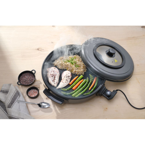 Elektromos serpenyő, HENDI, belső edény 550x(H)60mm, 230V/1600W, ⌀620x(H)170mm 239605