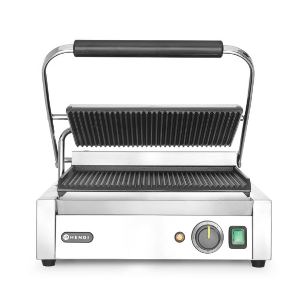 Kontakt grill Pannini, HENDI, Bordázott tetejű és aljú, 230V/2200W, 430x375x(H)216mm 263655