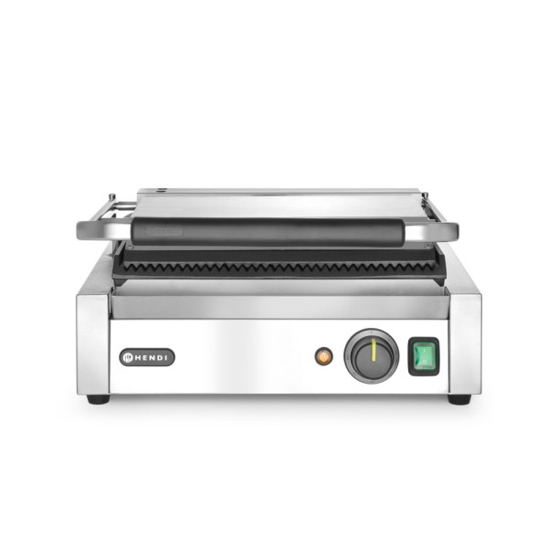 Kontakt grill Pannini, HENDI, Bordázott tetejű és aljú, 230V/2200W, 430x375x(H)216mm 263655