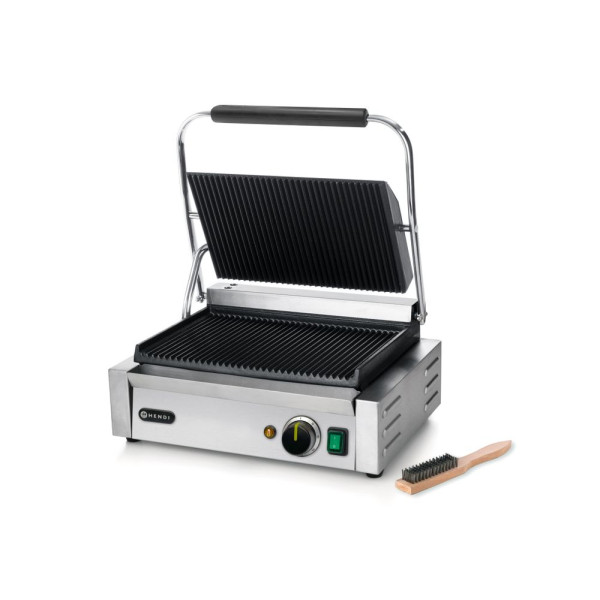 Kontakt grill Pannini, HENDI, Bordázott tetejű és aljú, 230V/2200W, 430x375x(H)216mm 263655