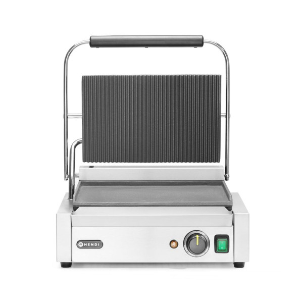 Kontakt grill Pannini, HENDI, Bordázott tetejű és sima aljú, 230V/2200W, 430x375x(H)216mm 263662