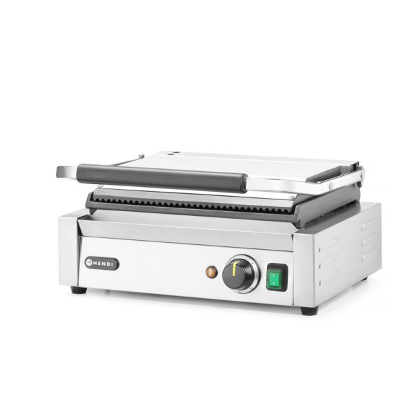 Kontakt grill Pannini, HENDI, Bordázott tetejű és sima aljú, 230V/2200W, 430x375x(H)216mm 263662