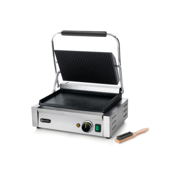 Kontakt grill Pannini, HENDI, Bordázott tetejű és sima aljú, 230V/2200W, 430x375x(H)216mm 263662