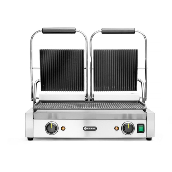 Kontakt grill - dupla verzió Teljesen bordázott, HENDI, Bordázott tetejű és aljú, 230V/3600W, 570x375x(H)216mm 263709