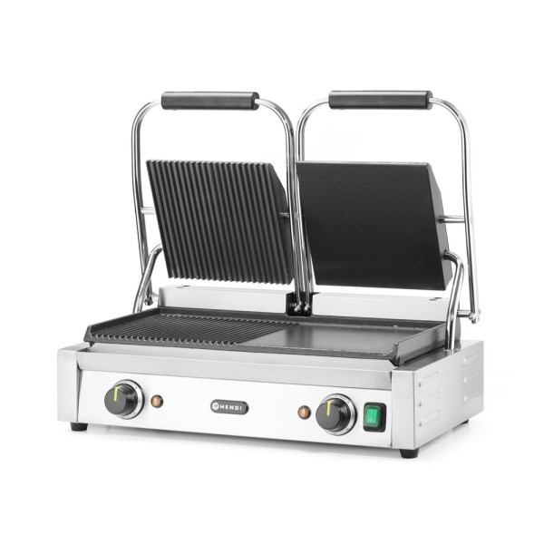 Kontakt grill - dupla verzió, HENDI, fele sima, fele bordázott, 230V/3600W, 570x375x(H)216mm 263907