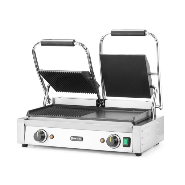 Kontakt grill - dupla verzió, HENDI, fele sima, fele bordázott, 230V/3600W, 570x375x(H)216mm 263907