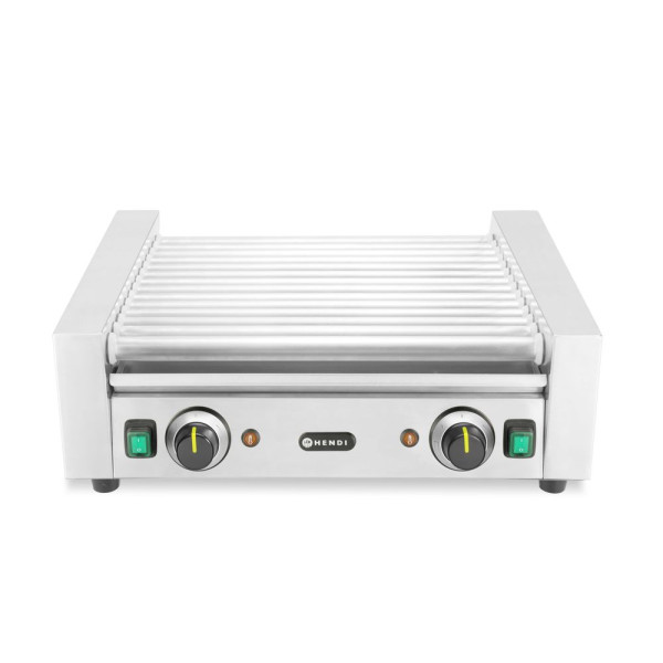 Kolbászsütő grill - 2 zónás, HENDI, 14 görgős, 230V/1230W, 566x640x(H)192mm 268667