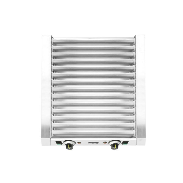 Kolbászsütő grill - 2 zónás, HENDI, 14 görgős, 230V/1230W, 566x640x(H)192mm 268667