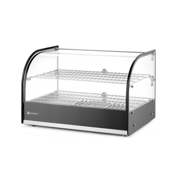 Pultra helyezhető melegentartó vitrin két szintes, HENDI, készintes, Fekete, 220-240V/800W, 554x376x(H)376mm 273999