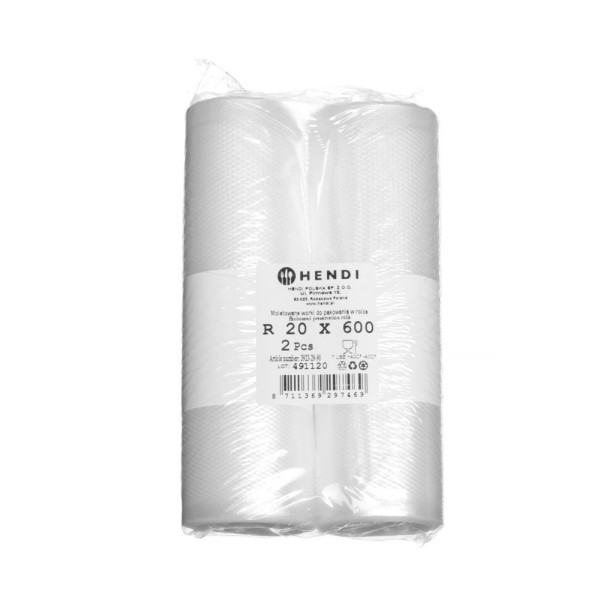 Dombornyomásos vákuumtasak-tekercs az élelmiszerek tárolásához, HENDI, 2 db., 6000x300mm 297476