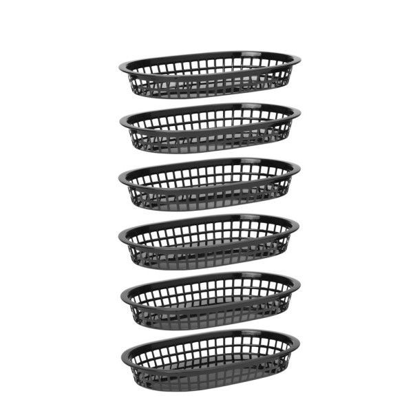 Tálaló kosarak fast food stílusban, HENDI, Fekete, 6 db., 272x175x(H)38mm 426890