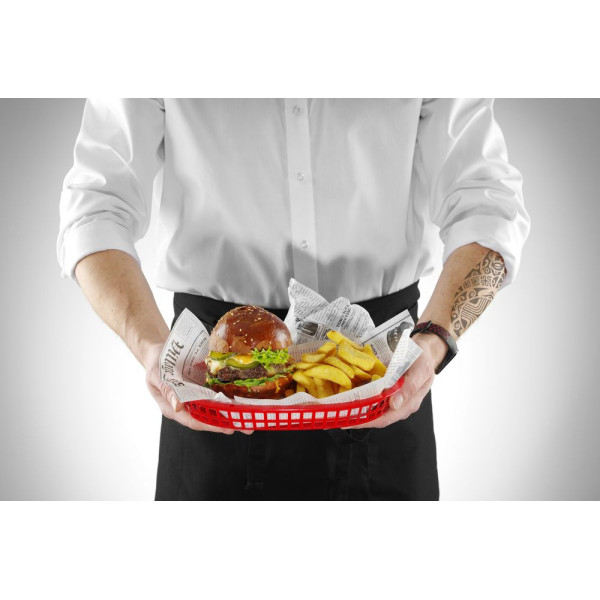 Tálaló kosarak fast food stílusban, HENDI, Fekete, 6 db., 272x175x(H)38mm 426890