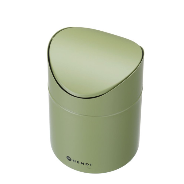 Asztali szemetes lengőfedéllel, HENDI, 1,2L, Zöld, ⌀120x(H)165mm 440780