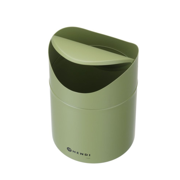 Asztali szemetes lengőfedéllel, HENDI, 1,2L, Zöld, ⌀120x(H)165mm 440780