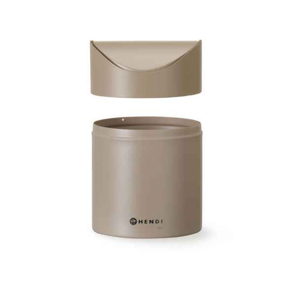 Asztali szemetes lengőfedéllel, HENDI, 1,2L, Bézs, ⌀120x(H)165mm 440797