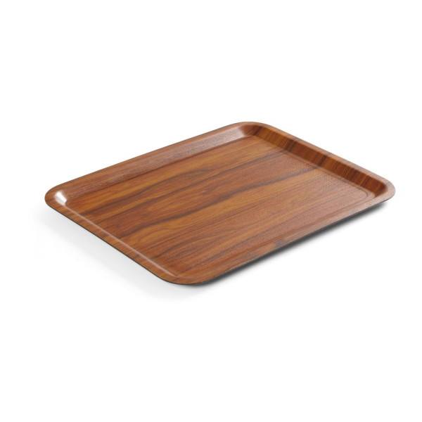 Tálca, téglalap alakú, csúszásmentes, laminált, AmerBox, Mahagóni, 460x360mm 507025