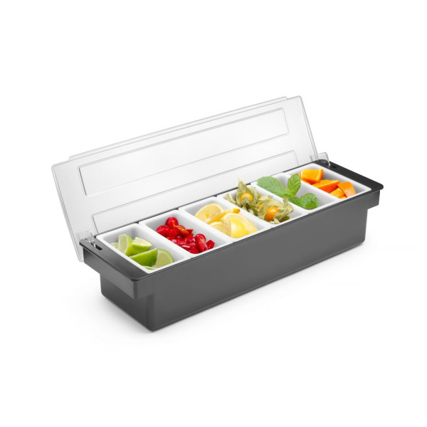 Alapanyag tároló doboz - 6 rekesz, BarUp, 480x150x(H)100mm 552032