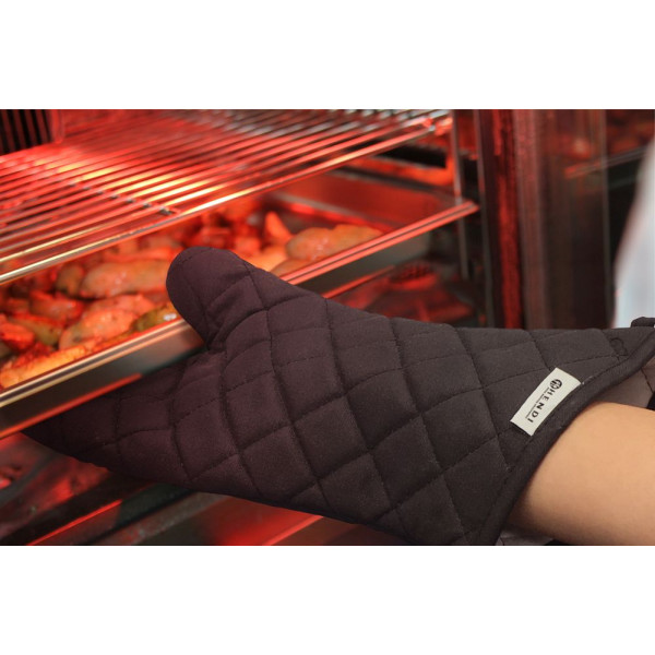 Sütőkesztyű - 2 db, HENDI, Tűzálló pamut, Fekete, 2 db., (L)380mm 556610