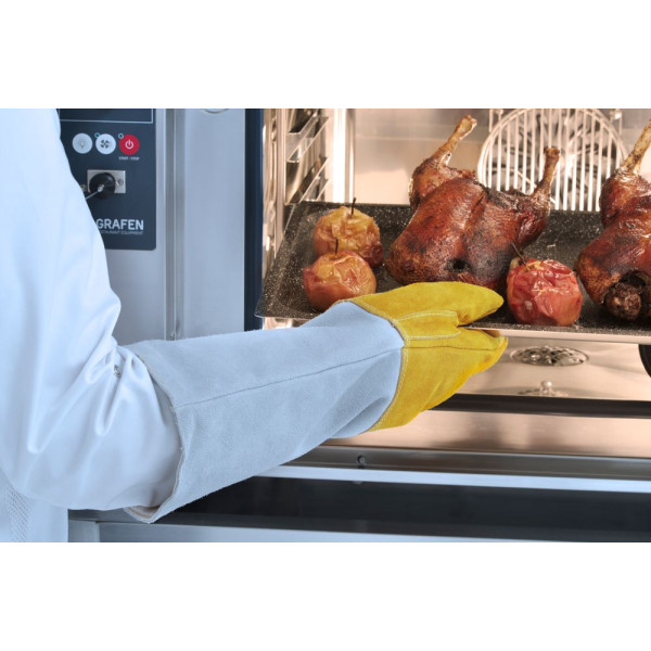 Hőálló bőr barbecue kesztyű - 2 db, HENDI, 2 db., (L)460mm 556689