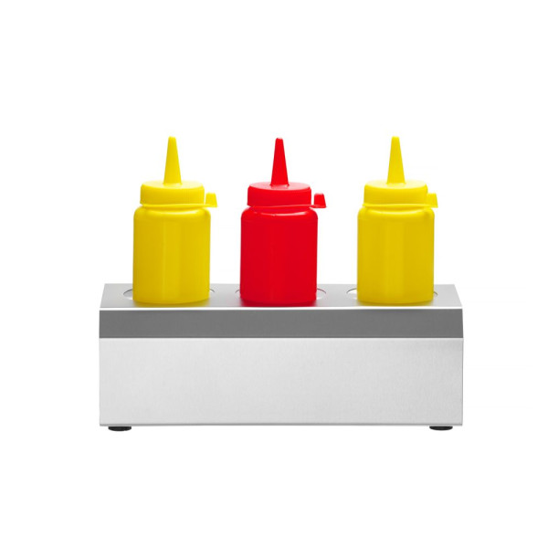 Szószadagoló flakon állvány, HENDI, 3 lyuk ø 50 mm, 209x80x(H)78mm 557969